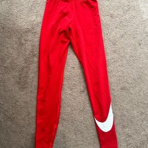Nike Red Women Leggings with White sign